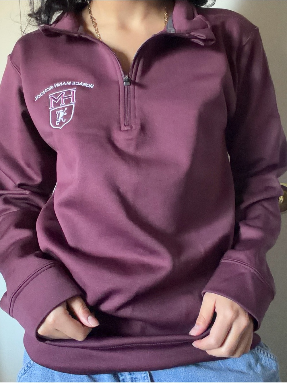 Horace Mann Half-Zip Pullover Sweater - Maroon